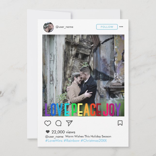 Festividades Cartão de Foto de Moldura Insta Férias Arco-íris (Frente)