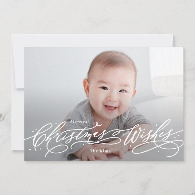 Festividades Cartão de Foto de Natal com Desejos Editáveis por  (Frente)