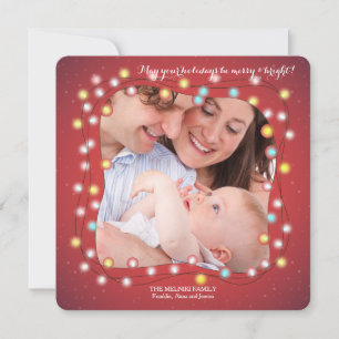 Festividades Cartão de Foto de Natal com Luzes de Natal