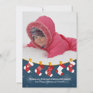 Festividades Cartão de Foto de Natal com Meias de Natal