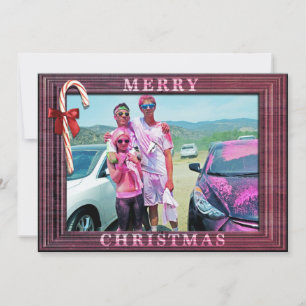 Festividades Cartão de Foto de Natal com Moldura de Madeira Fal