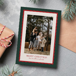 Festividades Cartão de foto de Natal com pontos e moldura ondul