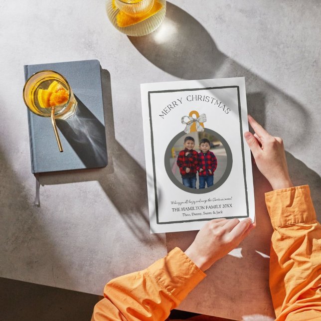 Festividades Cartão de Foto de Natal Coquette Black Bow (Criador carregado)