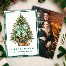 Cartão de Foto de Natal da Família com Árvore de N