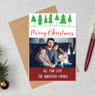 Festividades Cartão de Foto de Natal da Família com Árvore de P