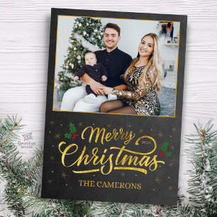 Festividades Cartão de Foto de Natal da Família Elegante em Dou