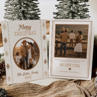 Festividades Cartão de Foto de Natal da Família Ocidental Alegr