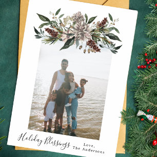 Festividades Cartão de Foto de Natal de Férias com Moldura Flor