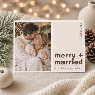 Festividades Cartão de Foto de Natal do Casal Feliz e Recém-Cas