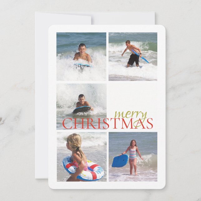 Festividades Cartão de Foto de Natal Dupla Face com Sino de Nat (Frente)