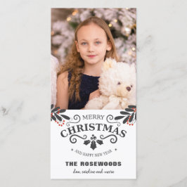 Festividades Cartão de Foto de Natal e Ano Novo Elegante