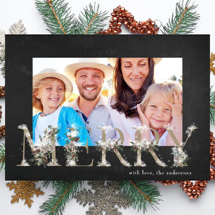Festividades Cartão de Foto de Natal MERRY com Alfabeto Floral