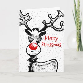 Festividades Cartão de Foto de Natal Merry Stressmas Rudolph