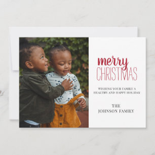 Festividades Cartão de Foto de Natal Moderno Mínimo para Famíli