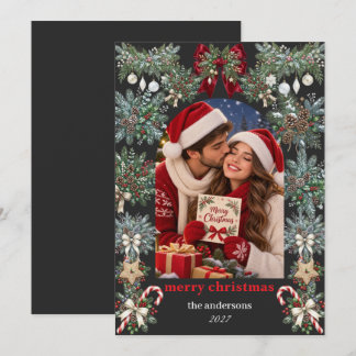 Festividades Cartão de Foto de Natal para Casal Romântico
