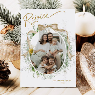 Festividades Cartão de Foto de Natal Rejoice Coquette