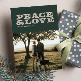 Festividades Cartão de foto de Natal retrô paz e amor férias