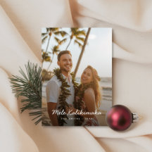 Cartão de Foto de Praia Mele Kalikimaka com Letra 