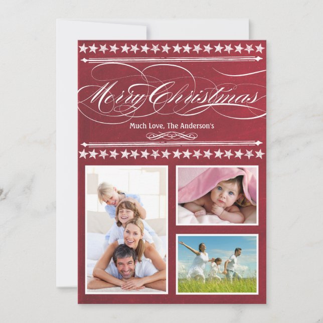 Festividades Cartão de Foto de Quadro Negro Vermelho Moderno Vi (Frente)