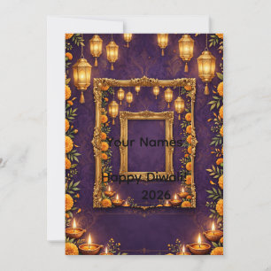 Festividades Cartão de Foto Diwali Lanternas Douradas