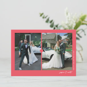 Festividades Cartão de foto do Dia dos Namorados Heart Duo Verm