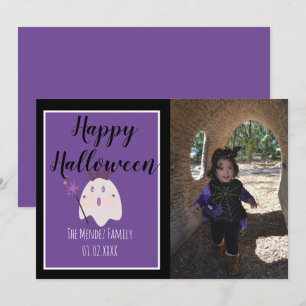 Festividades Cartão de Foto Mágico Roxo de Fantasma de Hallowee