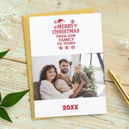 Festividades Cartão de foto moderno vermelho e branco de Natal