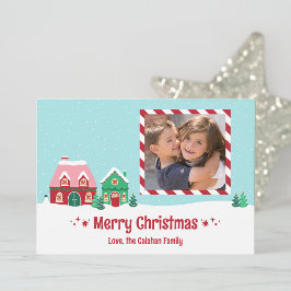 Festividades Cartão de Foto Personalizado da Aldeia Feliz de Na