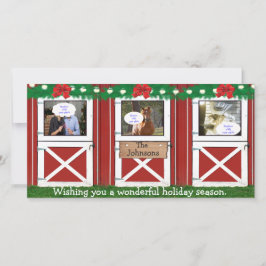 Festividades Cartão de Foto Personalizado Porta de Celeiro Verm
