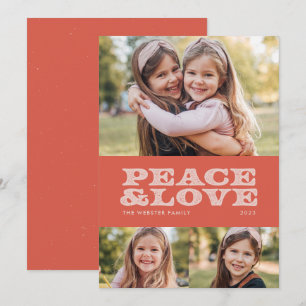 Festividades Cartão de foto três paz e amor retrô