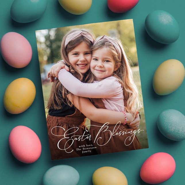 Festividades cartão de foto vertical com bênçãos da Páscoa (Criador carregado)