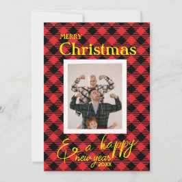 Festividades Cartão de Fotografia de Xadrez Red Buffalo para o 