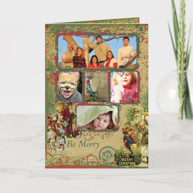 Festividades Cartão de Fotografias Natal para Papais noeis Vint (Frente)