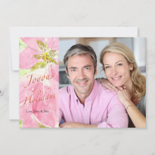 Festividades Cartão de Fotos de Férias com Poinsettia Rosa