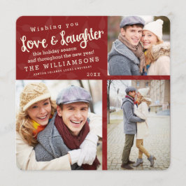 Festividades Cartão de Fotos de Férias de Amor e Riso / Vermelh