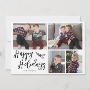 Festividades Cartão de fotos Plaid Happy Holidays