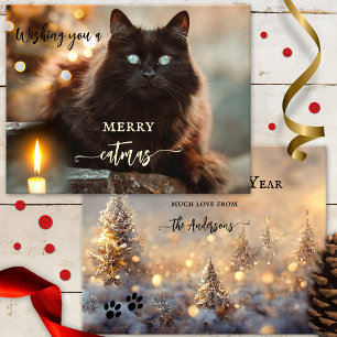 Festividades Cartão de Gato de Ano Novo Feliz de Natal Puro
