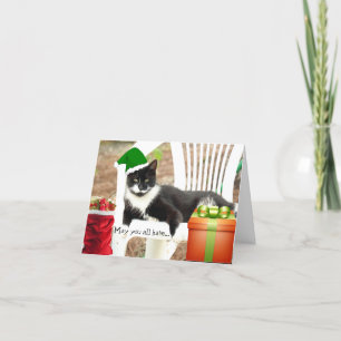 Festividades Cartão de Gato de Ano Novo Fluffy Purfect Christma
