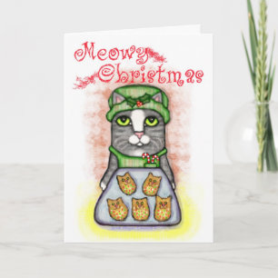 Festividades Cartão de Gato de Biscoito Natal