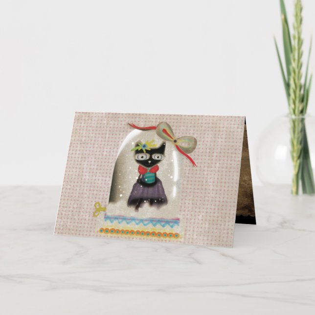 Festividades Cartão de gato doce de Natal (Frente)