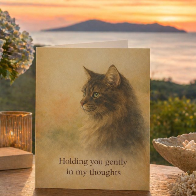 Festividades Cartão de Gato "Pensando em Você" | Apoio Gentil (Thoughtful sympathy card to show care, comfort and support when words matter most)