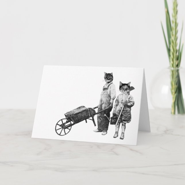 Festividades Cartão de Gatos de Jardinagem Engraçado Personaliz (Frente)