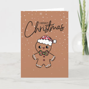 Festividades Cartão de Gingerpão Castanho e Bonito Feliz de Nat