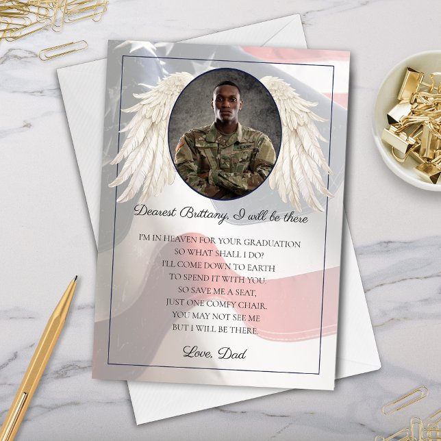 Festividades Cartão de Graduação de Crianças com Estrela Dourad (elegant gold star family member child graduation card from fallen service member to graduate photo)