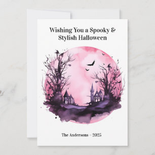 Festividades Cartão de Halloween Assustador Rosa Escuro