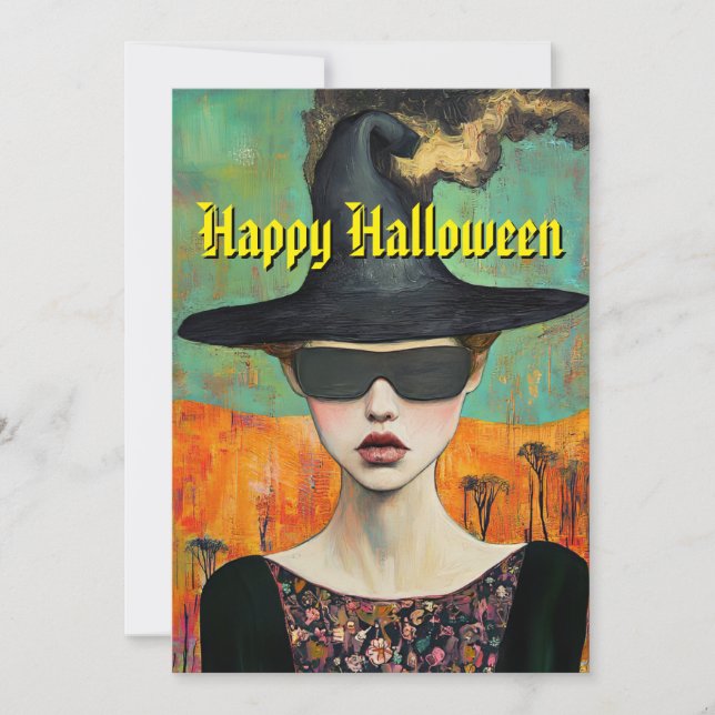 Festividades Cartão de Halloween Bruxo (Frente)