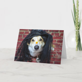 Festividades Cartão de Halloween da Bruxa Corgi