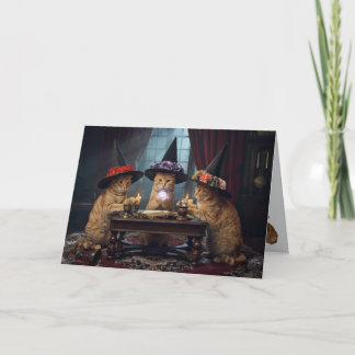 Festividades Cartão de Halloween da Bruxa do Gato Laranja