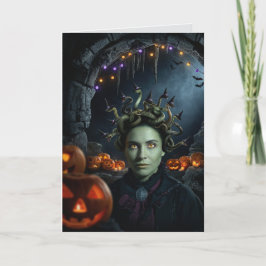 Festividades Cartão de Halloween da Caverna da Medusa Engraçada