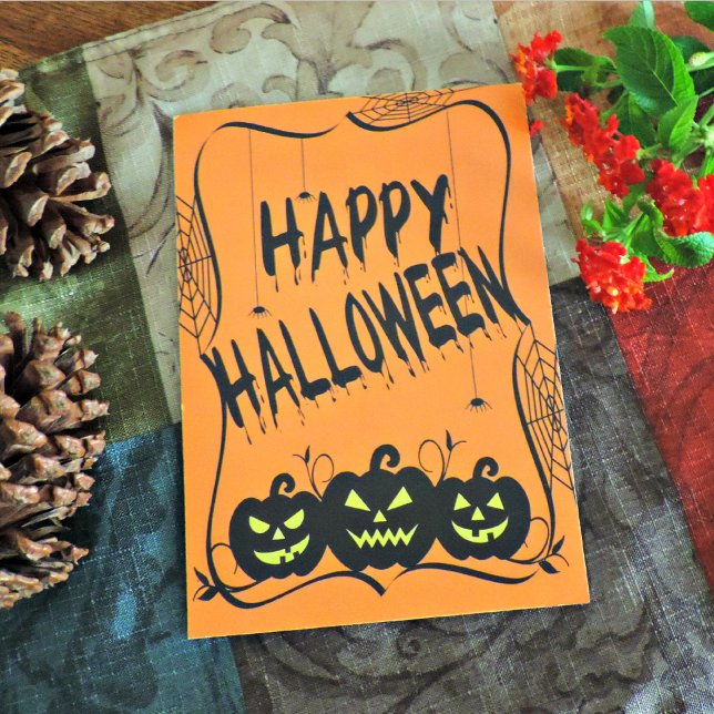 Festividades Cartão de Halloween de Abóboras e Aranhas (Criador carregado)